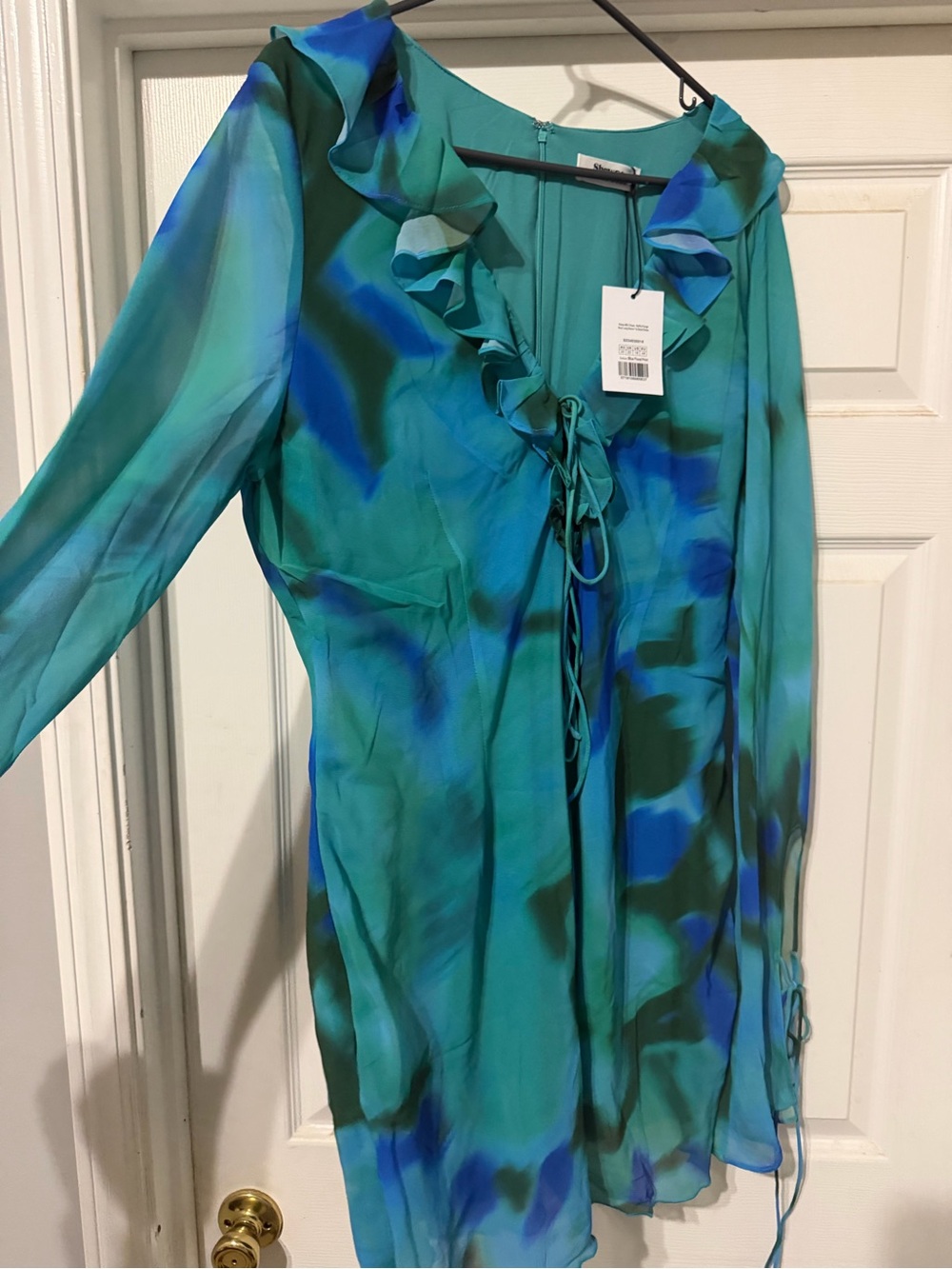 Showpo Teal & Blue Ruffle Tie-Front Swim Coverup